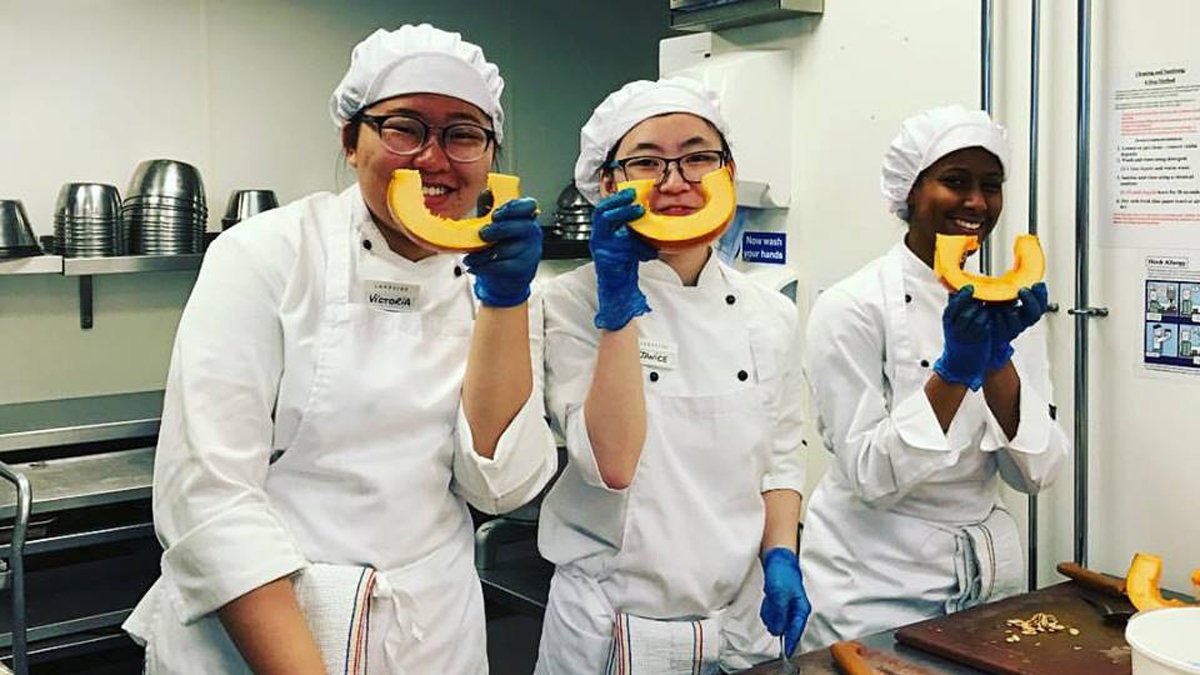 Students in kitchen