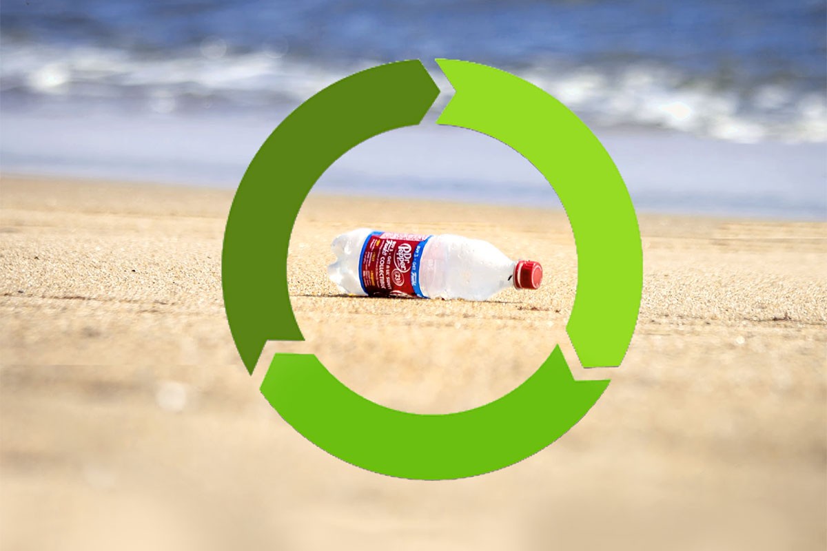 Plastic bottle on beach