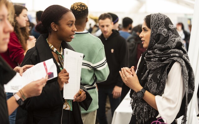 Students at Careers and Placement Fair at University of Surrey