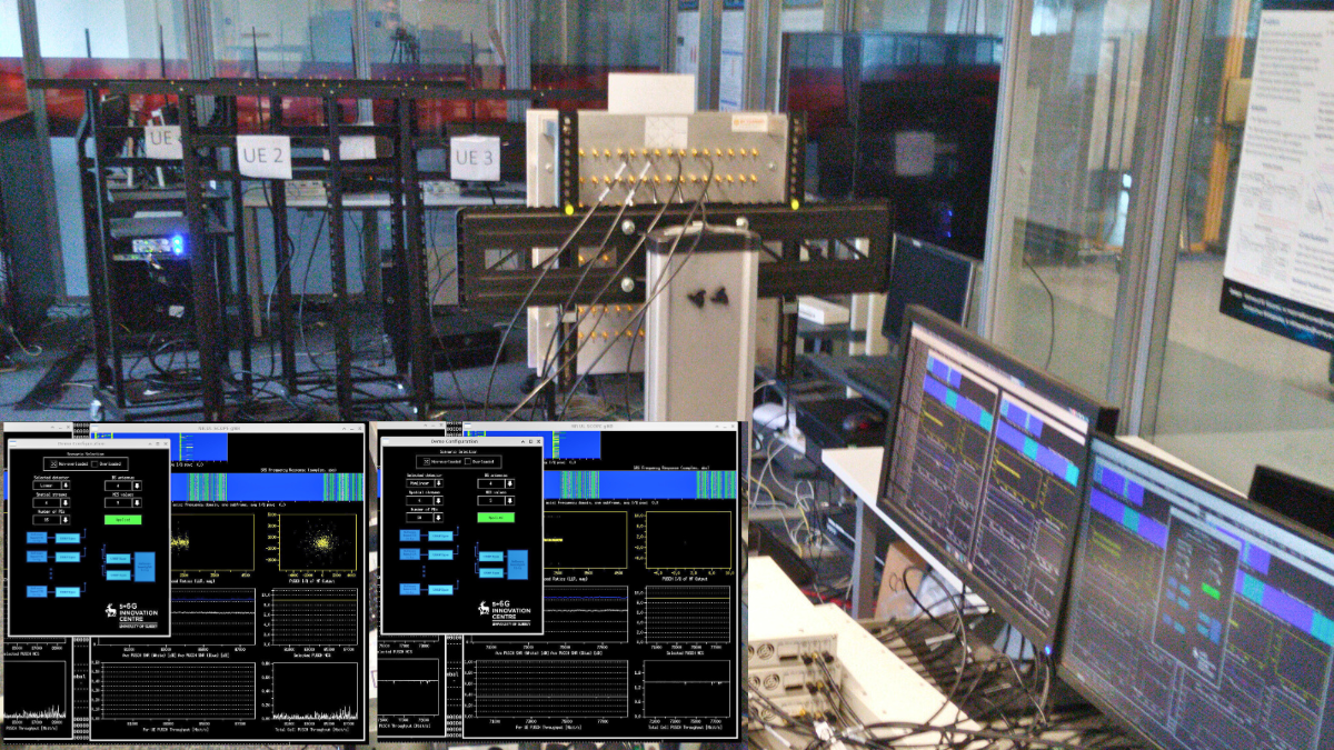 Attached picture Capture: Achievable Spectral Efficiency for a 4x4, software-based, Multi-User MIMO set-up with linear and non-linear processing. 