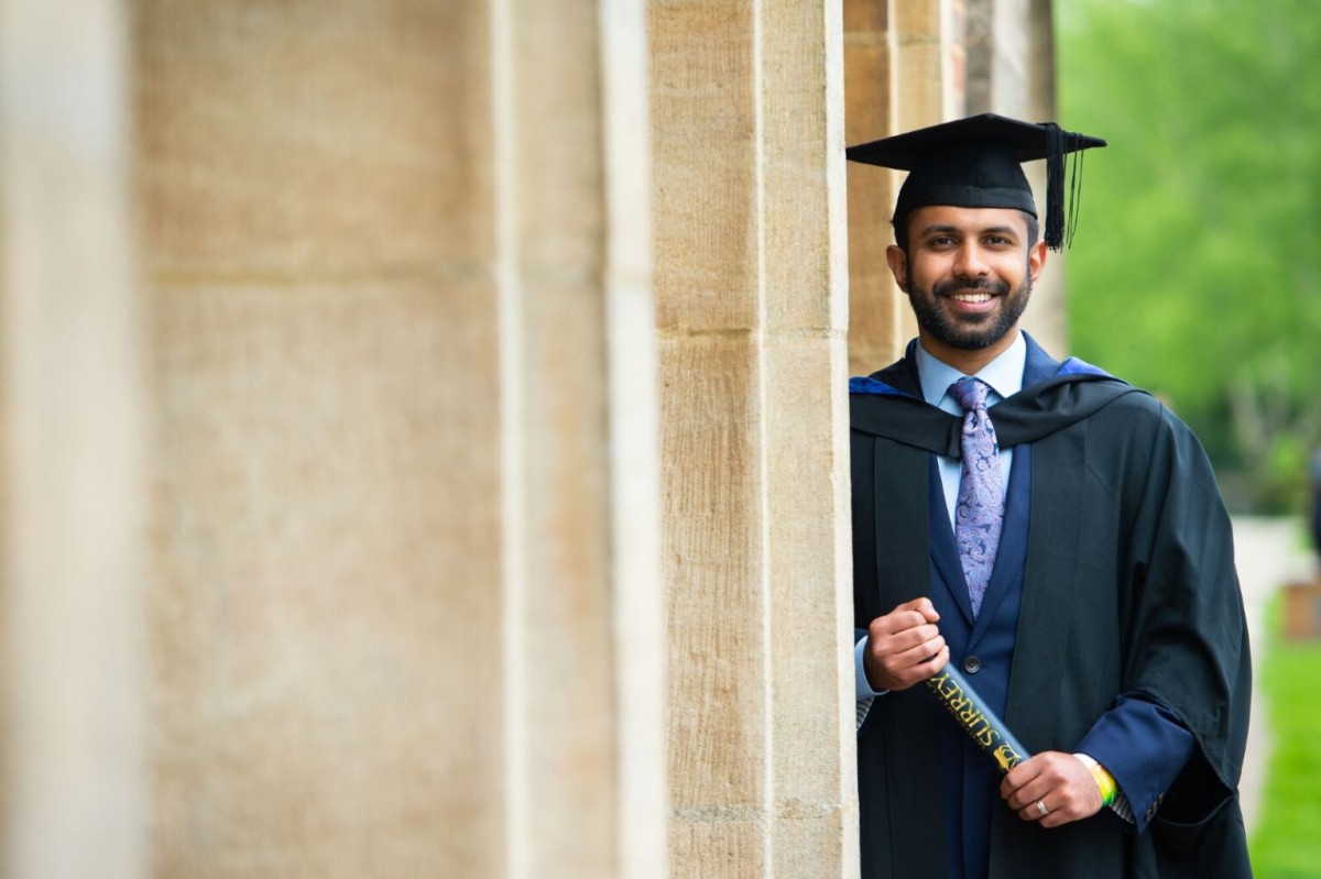 Postgraduate student on graduation day