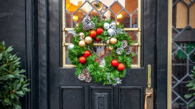 Christmas wreath on a door