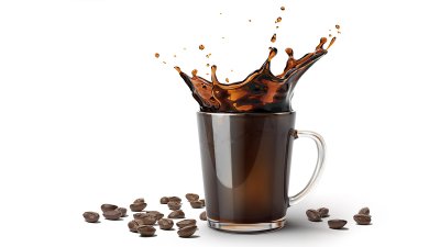 Coffee splashing in a mug