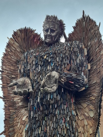 Close up of Knife Angel