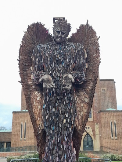 Knife Angel at Guildford Cathedral