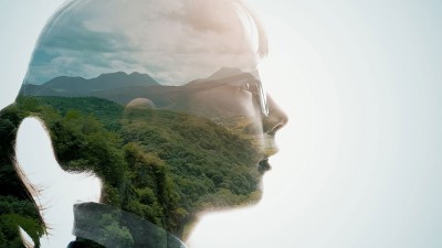 Landscape of trees within females head