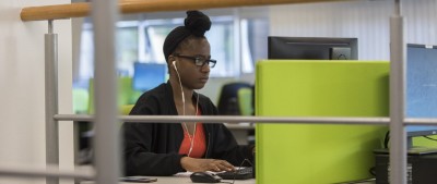 Student in quiet area of library