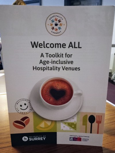 Sign for workshop on University of Surrey's toolkit for age-inclusive hospitality