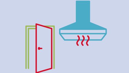 Open door and extractor fan illustration