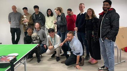 Some of the new PhD cohort smiling for group picture