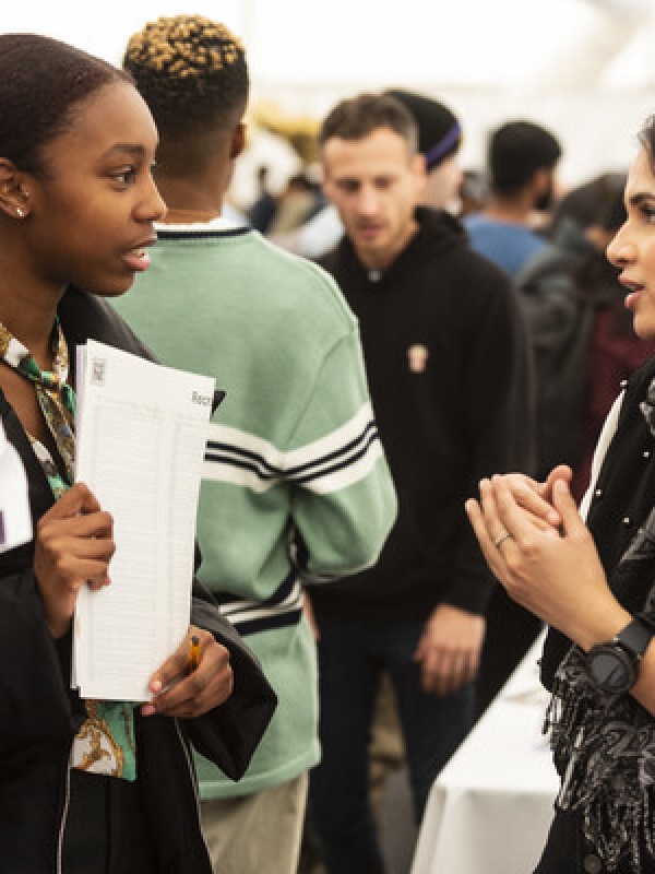 Students at Careers and Placement Fair at University of Surrey