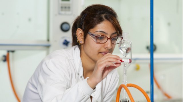 Female student in a chemistry lab