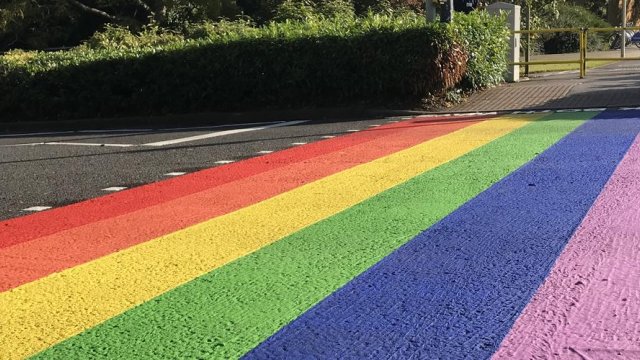 Rainbow crossing on campus
