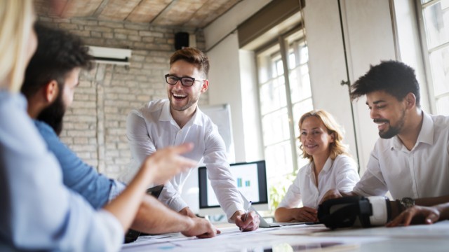 Creative business people working in office