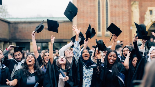 Graduates on graduation day