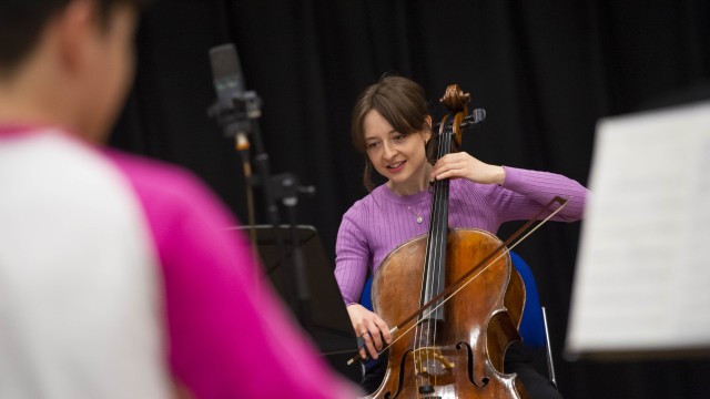 University of Surrey female student playing 'cello