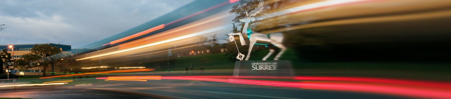 Traffic moving past the University of Surrey entrance