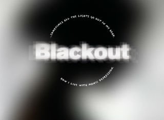 Blackout logo against the silhouette of a woman