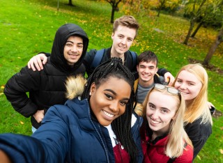 Student selfie by the lake