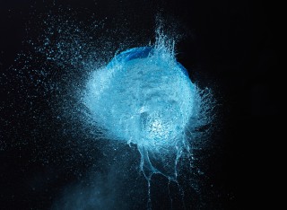 A ball of water exploding