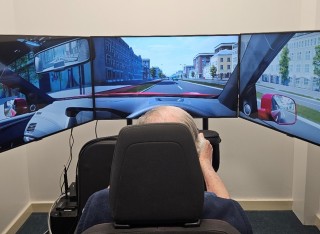 Older driver in car simulator