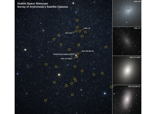 An image of Andromeda and its surrounding dwarf galaxies