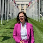 Claudia Mahler Portrait photograph outside UN