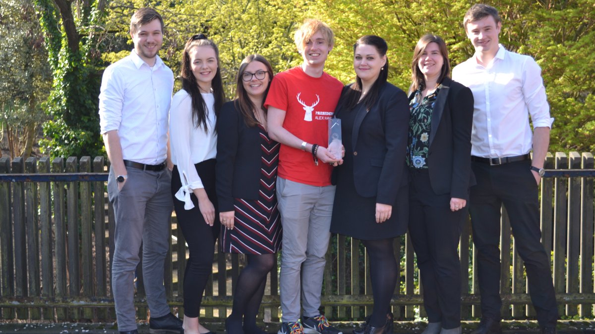 The University of Surrey Lettings team and Students’ Union President Alex Harden