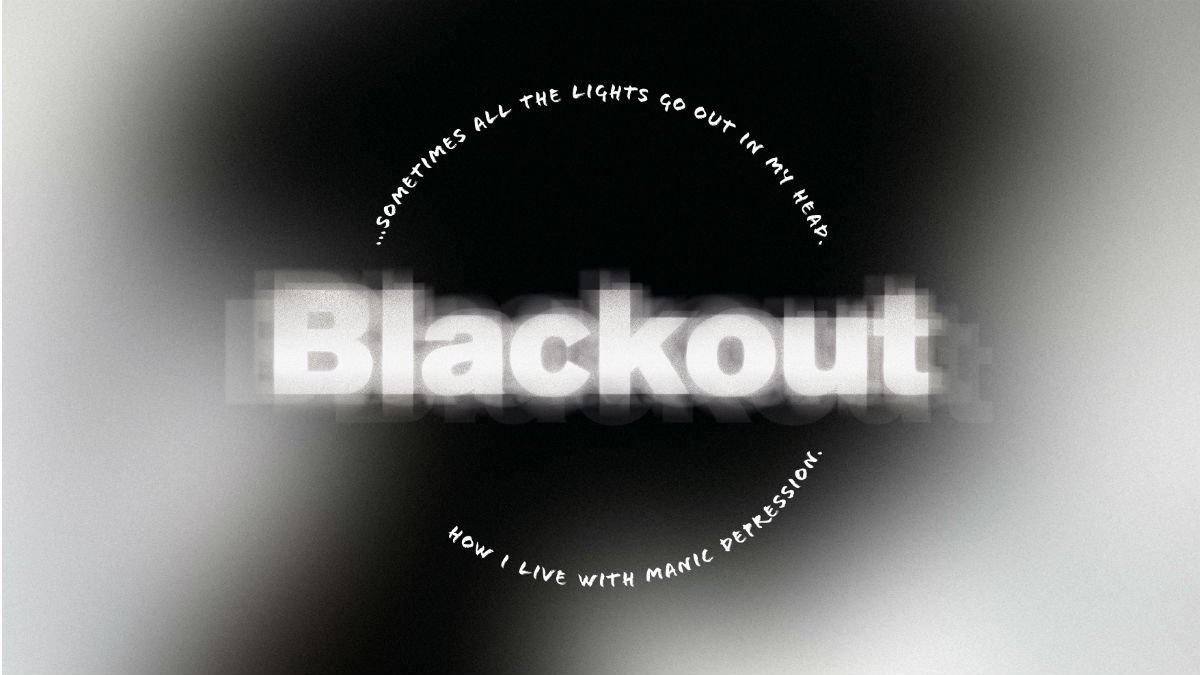 Blackout logo against the silhouette of a woman