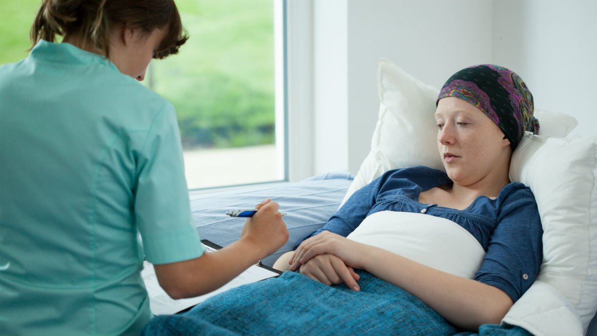 Patient lying in a hospital bed