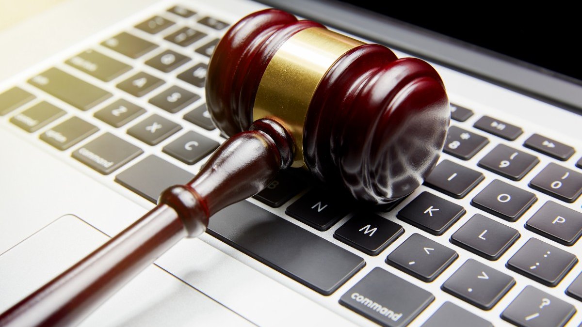 Gavel on a laptop