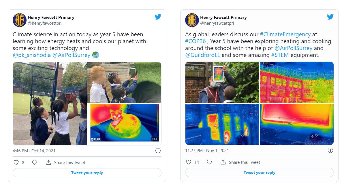 Screenshot of Henry Fawcett primary school's tweets