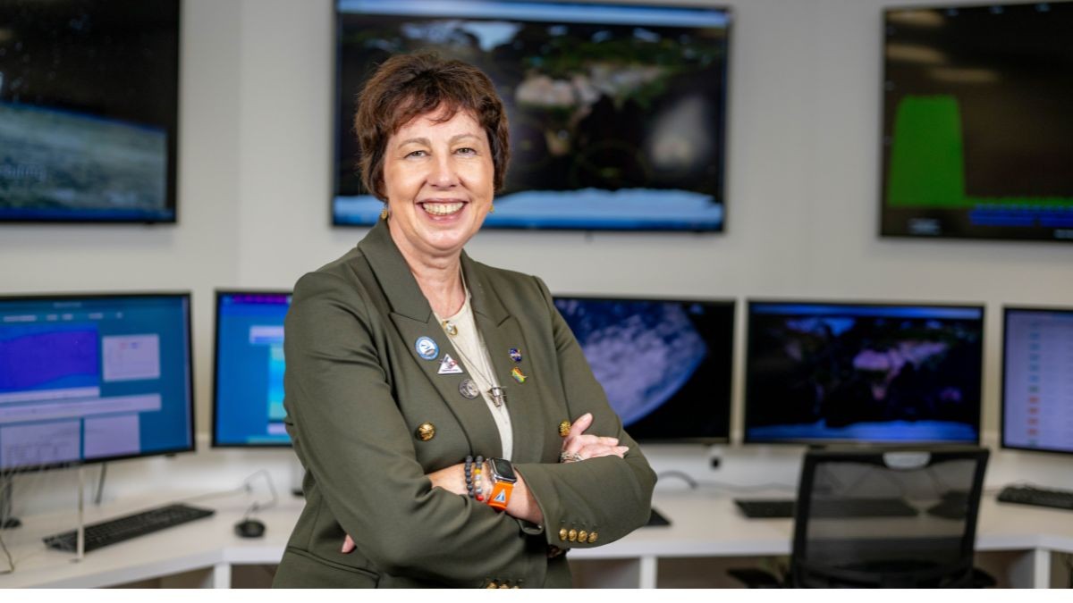 NASA's Nicky Fox in the ground station at Surrey Space Centre