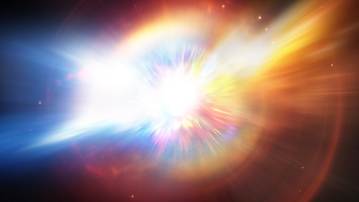 An artistic impression of a supernova explosion in space