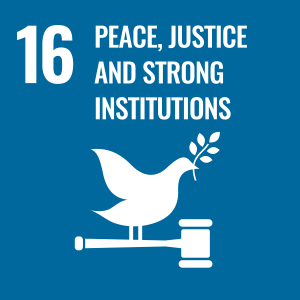 Peace, Justice, and Strong Institutions UN Sustainable Development Goal 16 logo